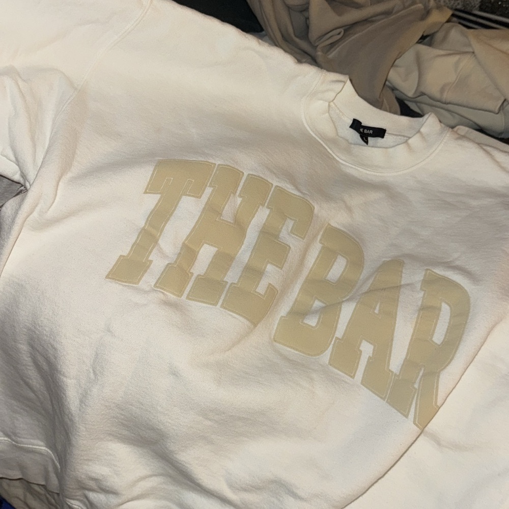 The Bar Tan and White Crewneck